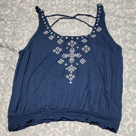 Cape Juby Tops - Blue Embroidered Women's Top